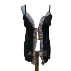 JLO Black with Pink Lace Trim Lingerie Teddy Dress Medium